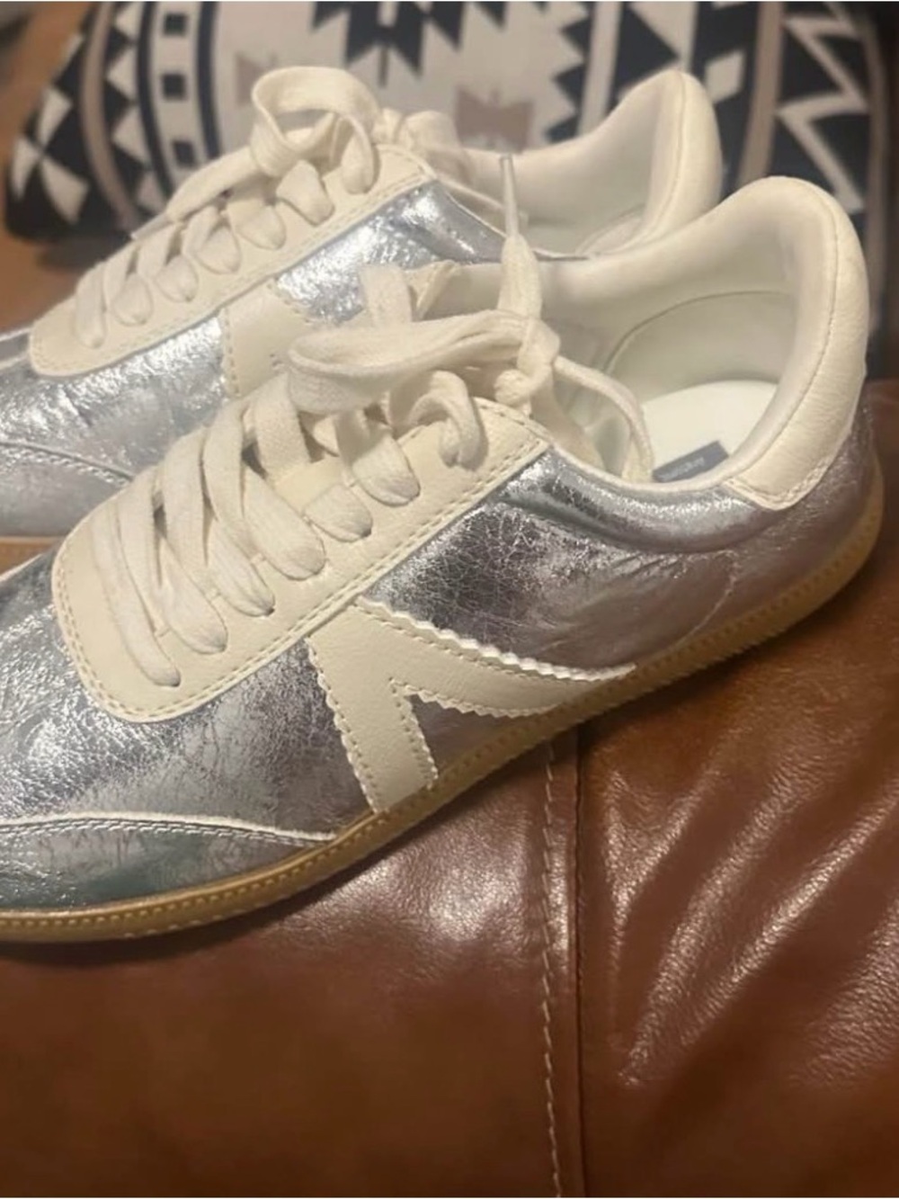 MIA Silver and Cream Low-Top Sneakers